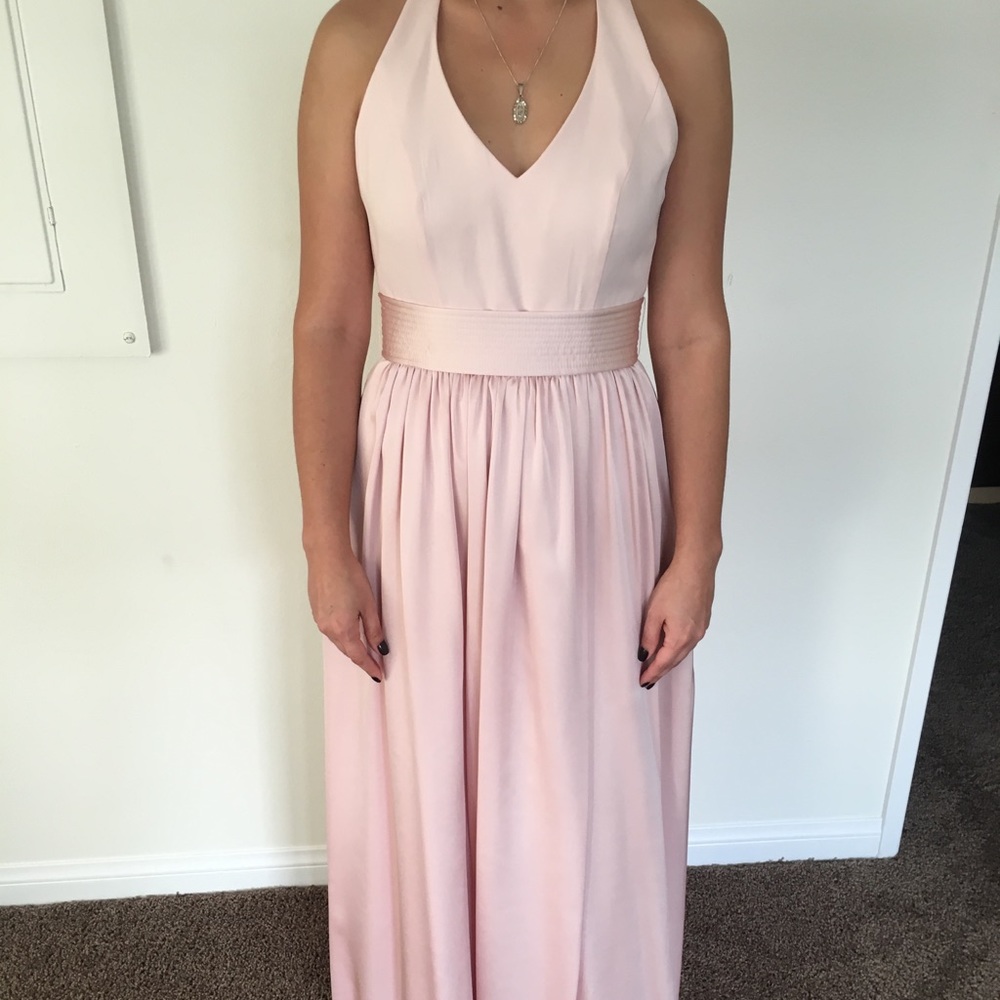 Vera wang blush bridesmaid dress with pockets.